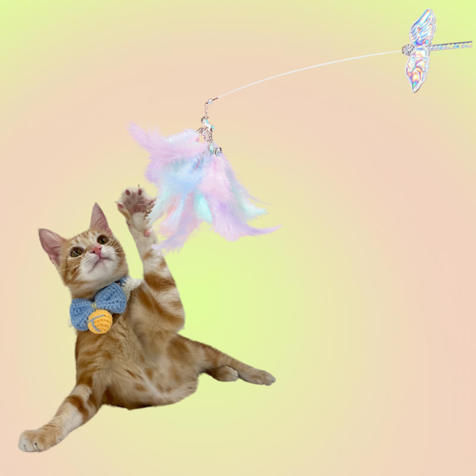 Unicorn Fairy Wing Feather Teaser Wand Toy for Cats - Lil Wild Pets