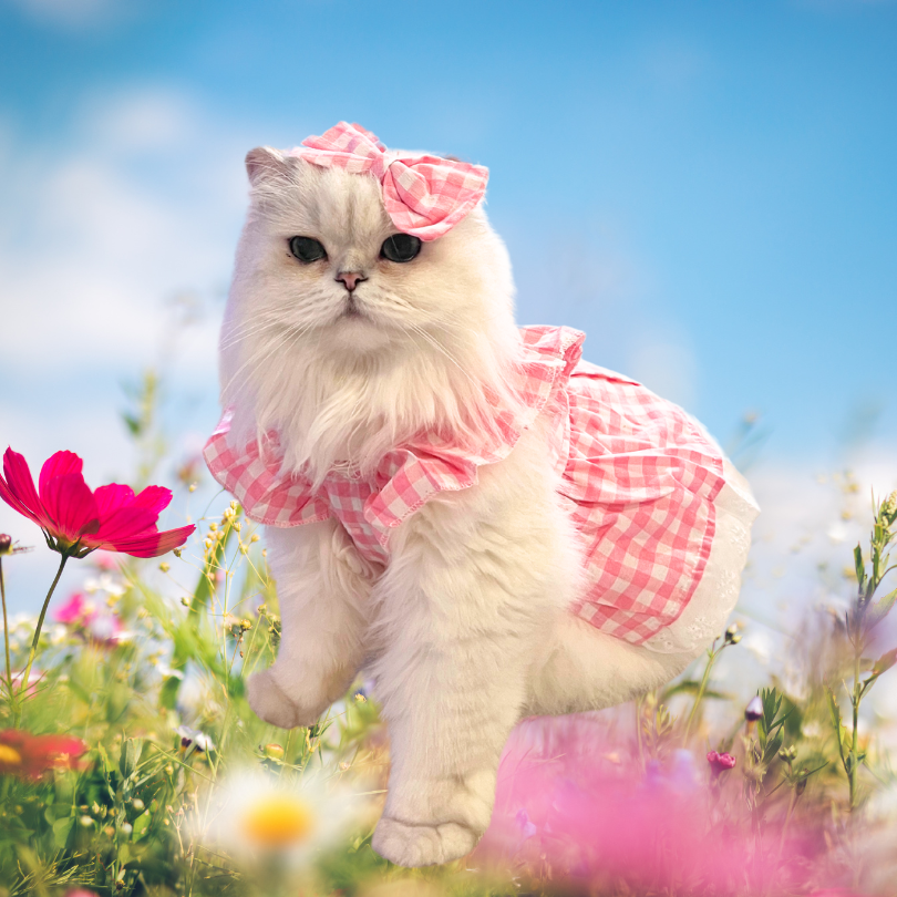 Pink Checkered Barbie Dress with Pink Bow for Cats and Dogs M (6-8lb) Pink Checkered Barbie Dress with Pink Bow for Cats and Dogs M (6-8lb)