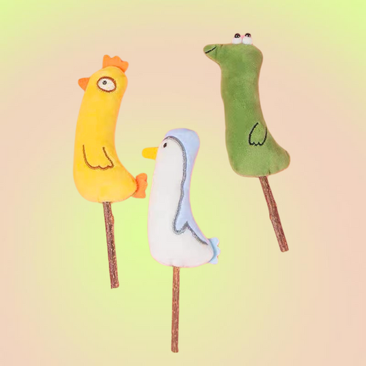 Silvervine Animal Plush Stick Cat Chew Toy with Bells - Lil Wild Pets