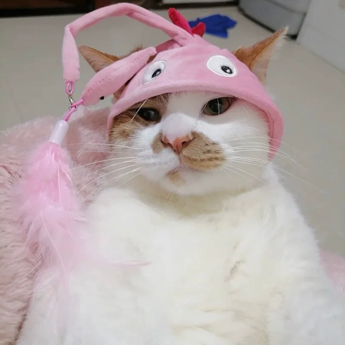 Anglerfish Self-Play Adjustable Cat Hat with Fishing Teaser Toy - Lil Wild Pets