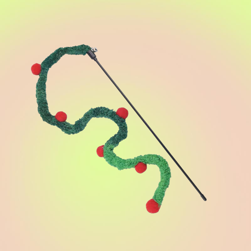 Green Christmas Tree Cat Teaser Wand - Lil Wild Pets