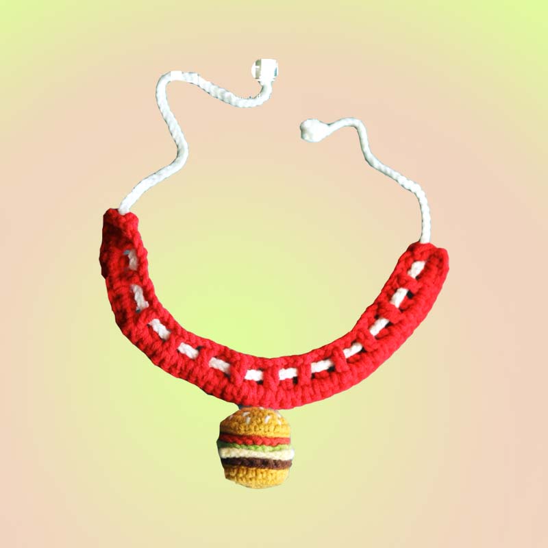 Knit Hamburger Handmade Crochet Pet Bib Accessory Collar for Cats and Dogs - Lil Wild Pets