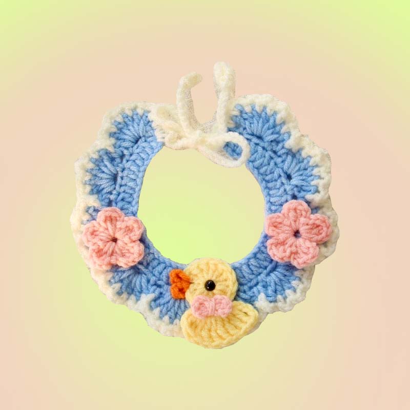 Blue Duck Knit Handmade Crochet Pet Bib Accessory Collar for Cats and Dogs - Lil Wild Pets