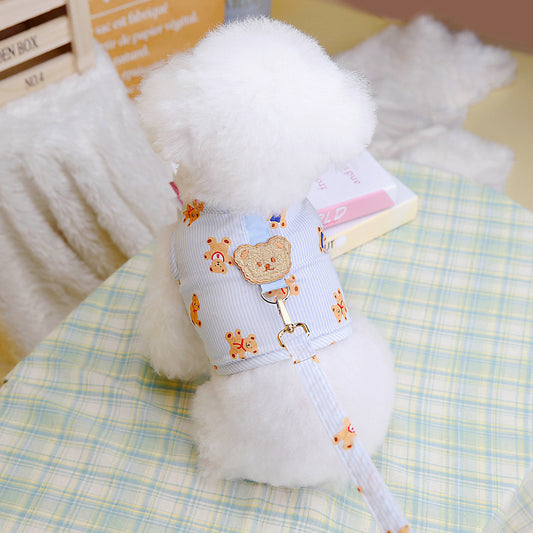 Cute Bear Pet Harness And Leash Walk Kit For Dog & Cat - Blue - Lil Wild Pets