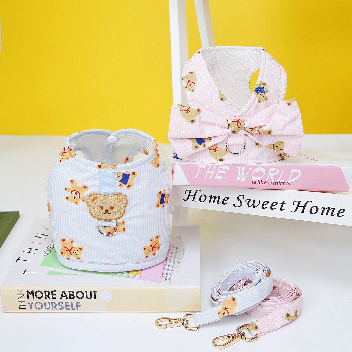 Cute Bear Pet Harness And Leash Walk Kit For Dog & Cat - Pink