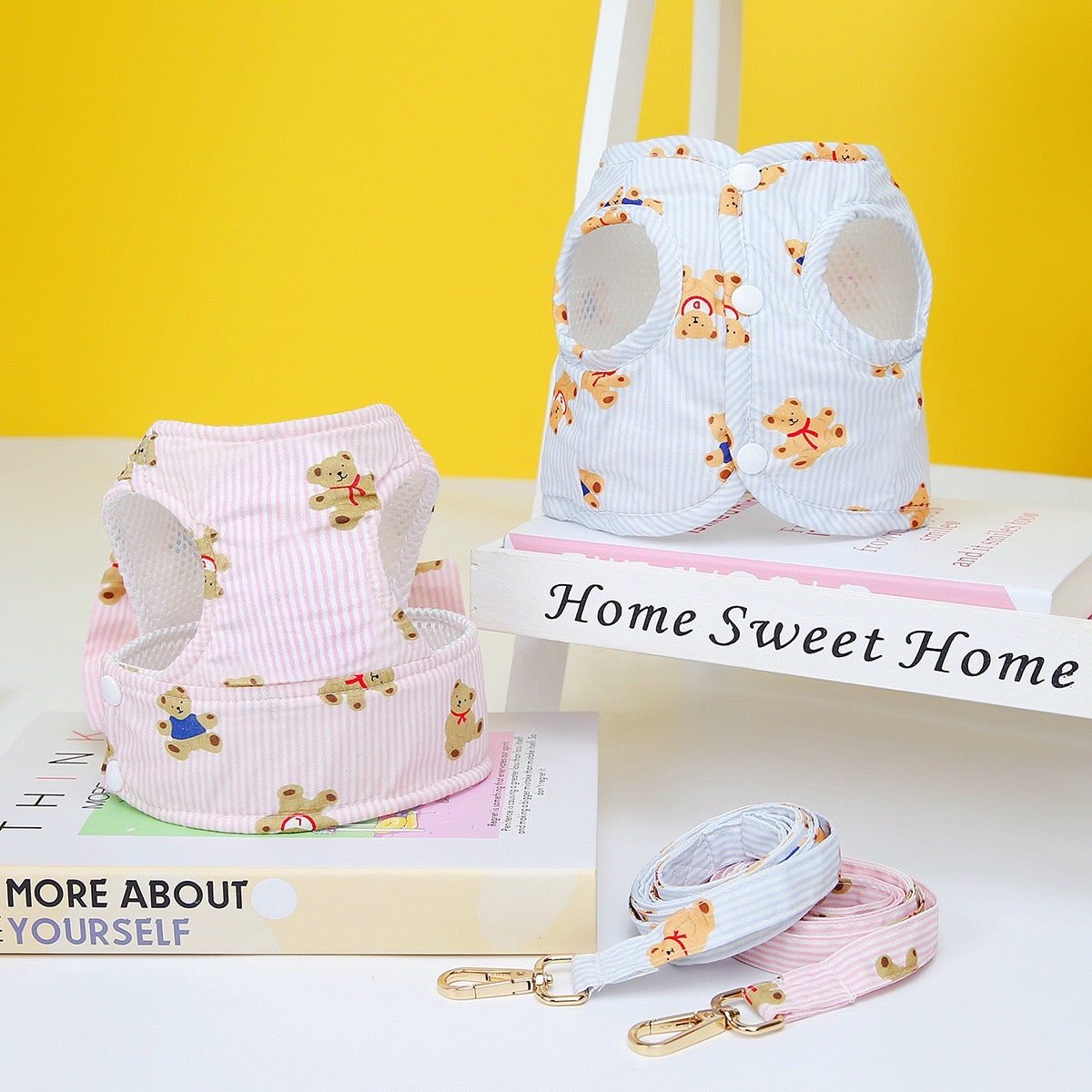 Cute Bear Pet Harness And Leash Walk Kit For Dog & Cat - Pink
