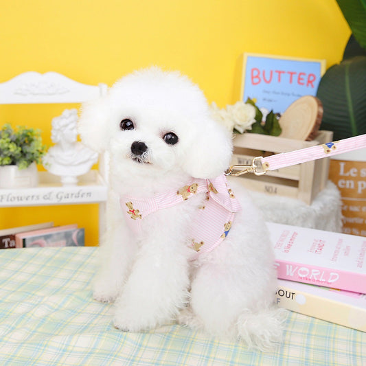 Cute Bear Pet Harness And Leash Walk Kit For Dog & Cat - Pink - Lil Wild Pets