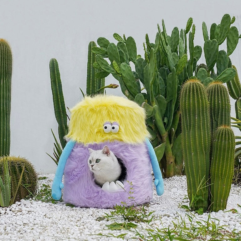 Fuzzy Monster Stool Cat Bed Cave