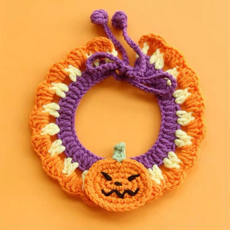 Pumpkin & Ghost Crochet Adjustable Hat & Bib for Cats and Dogs - Lil Wild Pets