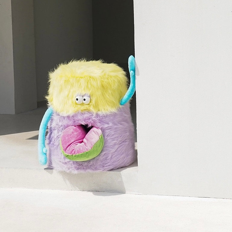 Fuzzy Monster Stool Cat Bed Cave