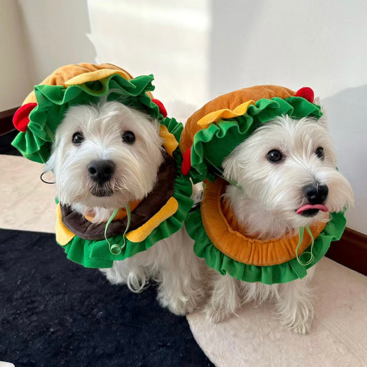 Pet Burger Plush Hat for Cats and Dogs