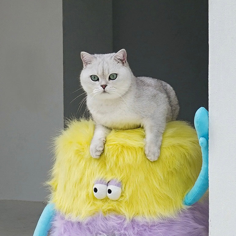 Fuzzy Monster Stool Cat Bed Cave