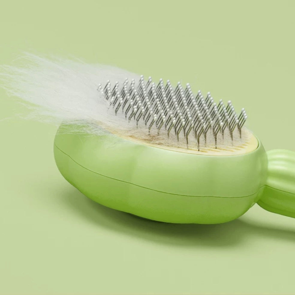 Green Flower Self-Cleaning Pet Grooming One-Click Hair Brush - Lil Wild Pets