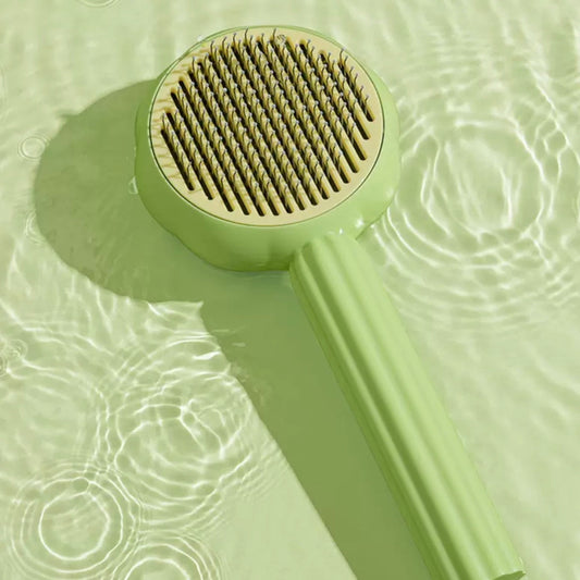 Green Flower Self-Cleaning Pet Grooming One-Click Hair Brush - Lil Wild Pets