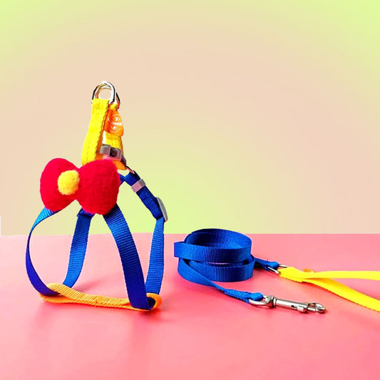 Cartoon Bowtie Harness Walk Kit with Leash for Dog & Cat - Lil Wild Pets