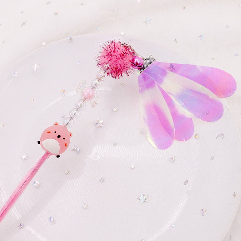 Cute Mole Wand Cat Teaser Toy with Bells and Wings - Lil Wild Pets