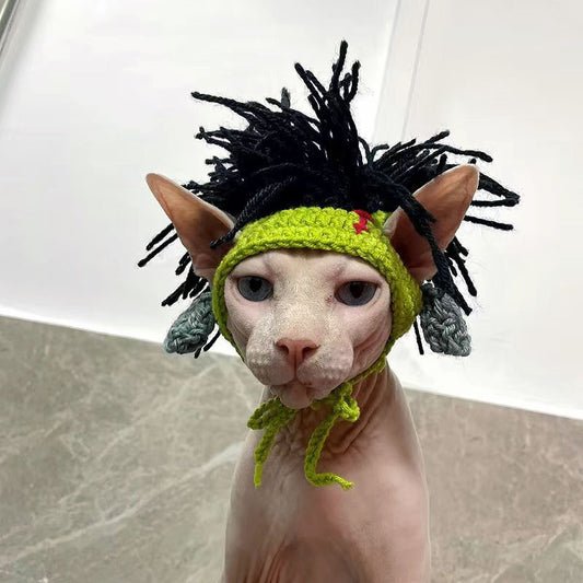 Pet Adjustable Knitting Wig Hat for Cats and Dogs