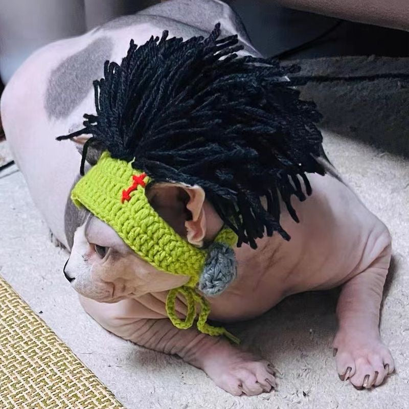 Pet Adjustable Knitting Wig Hat for Cats and Dogs