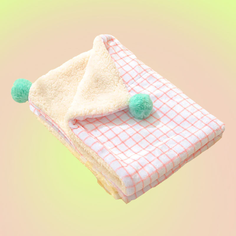 Fuzzy Pet Fleece Blanket with Pom Pom - Lil Wild Pets