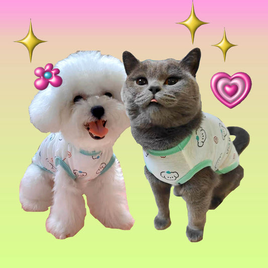 Mint Dog Face Print Tank Summer T-Shirt for Cats and Dogs - Lil Wild Pets