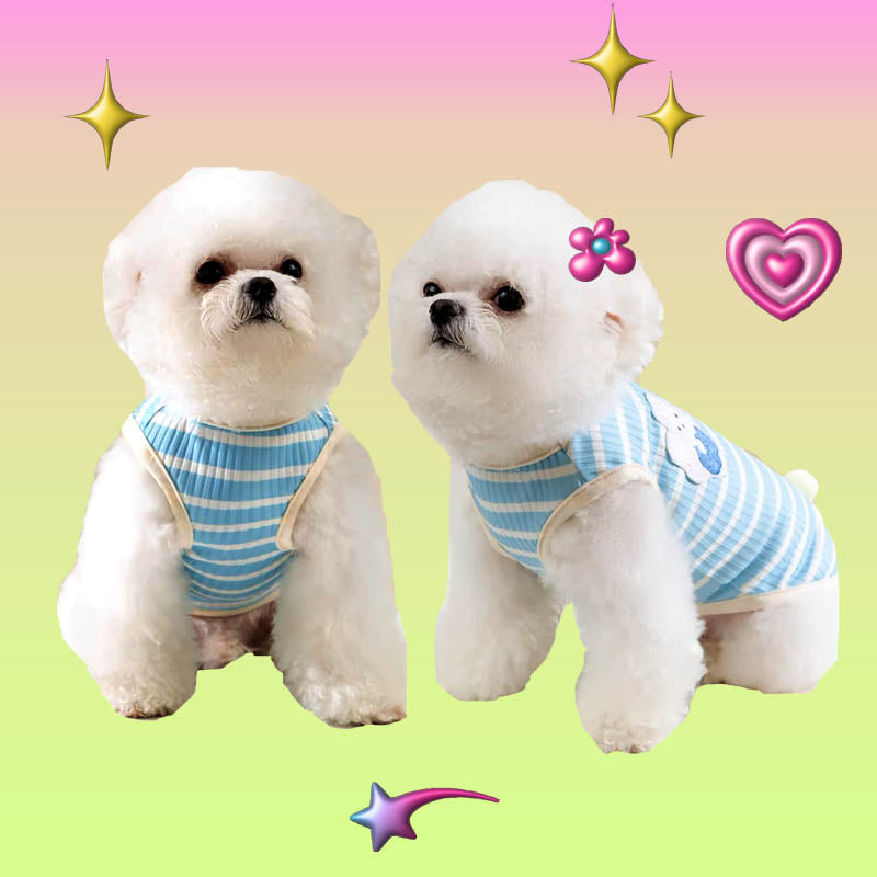 Blue Striped Bunny Tank Summer T-Shirt for Cats and Dogs - Lil Wild Pets