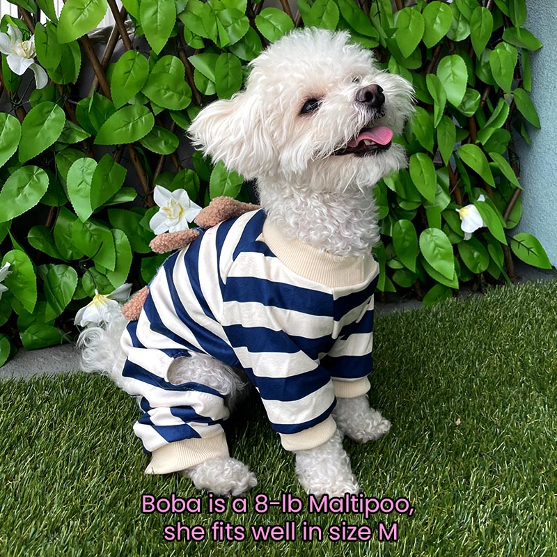 Teddy Bear Blue Stripe Soft Onesie Pajama T-Shirt for Cats and Dogs - Lil Wild Pets