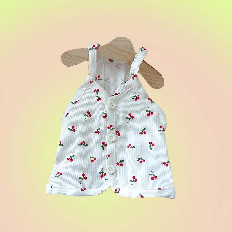 Cherry Print Button Up Tank Summer T-Shirt for Cats and Dogs - Lil Wild Pets