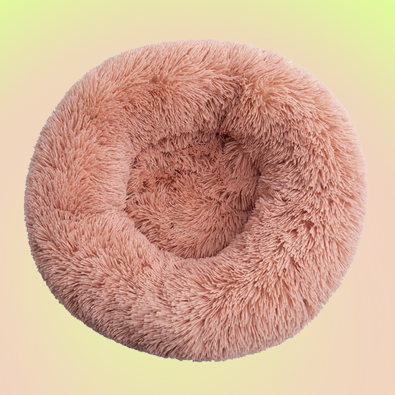 Pink Ultra-Soft Fur Donut Pet Bed for Cats and Dogs