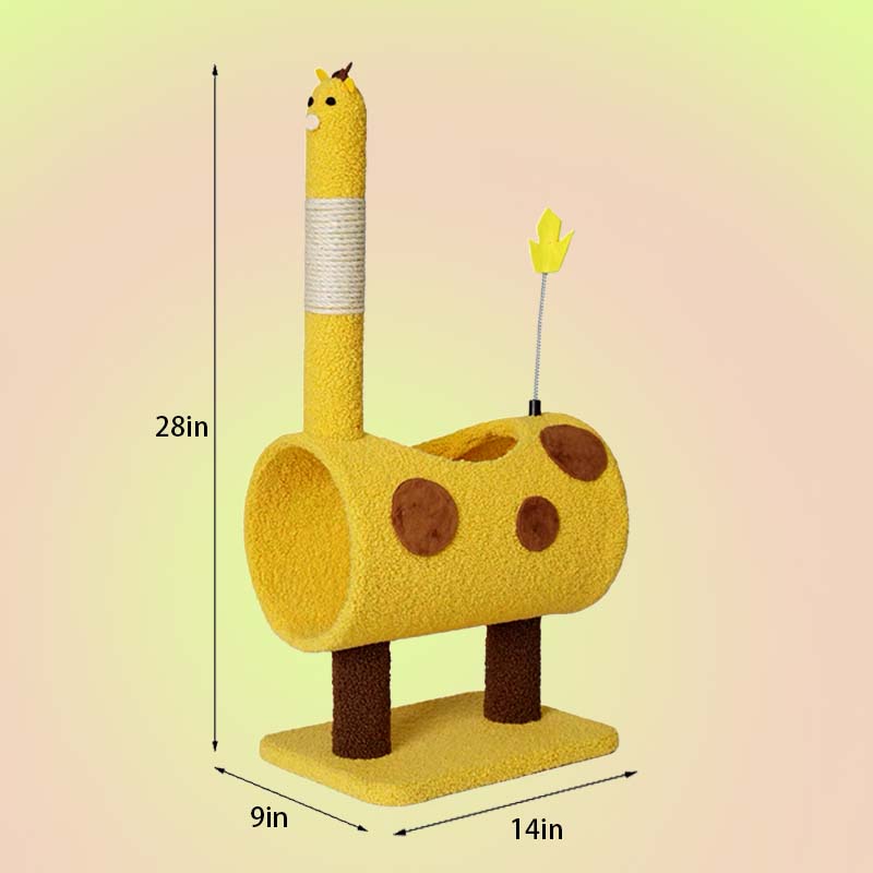 Giraffe Cat Tree Scratching Post with Interactive Toy - Lil Wild Pets