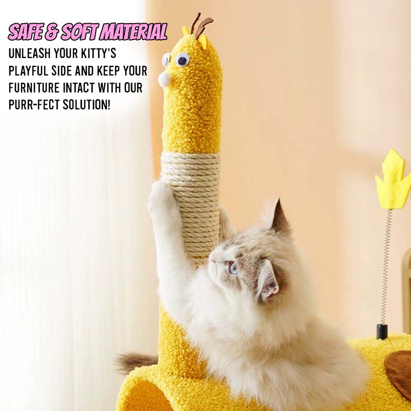 Giraffe Cat Tree Scratching Post with Interactive Toy - Lil Wild Pets