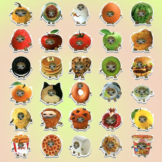 Happy Cats Banana Crying Cats Stickers Pack - 30pcs - Lil Wild Pets