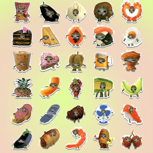 Happy Cats Banana Crying Cats Stickers Pack - 30pcs - Lil Wild Pets