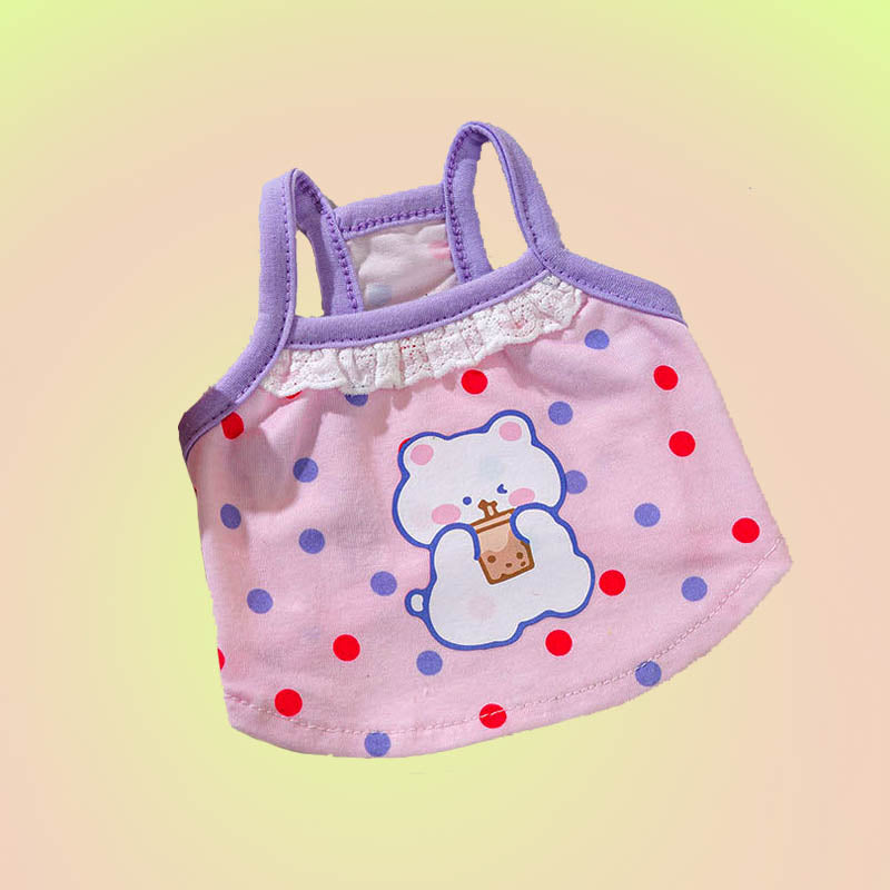Milk Tea Boba Bear Polka Dot Summer Tank Top for Cats and Dogs - Lil Wild Pets