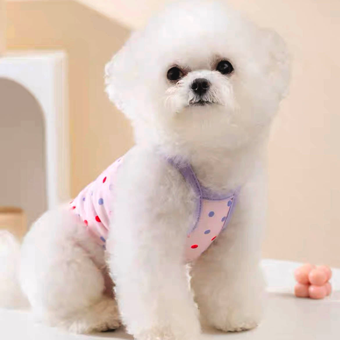Milk Tea Boba Bear Polka Dot Summer Tank Top for Cats and Dogs - Lil Wild Pets