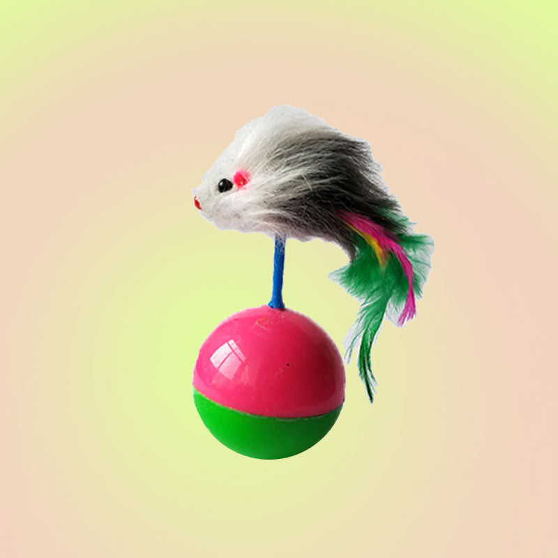 Interactive Feather Weeble Mouse Chaser