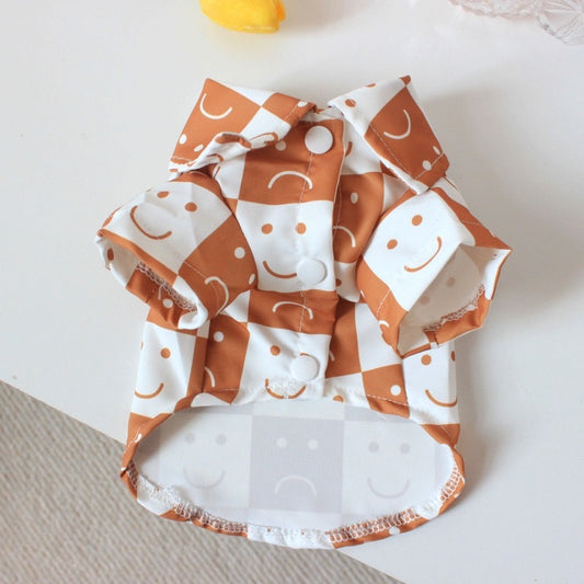 Brown Smily Face Checked Shirt for Cats and Dogs - Lil Wild Pets