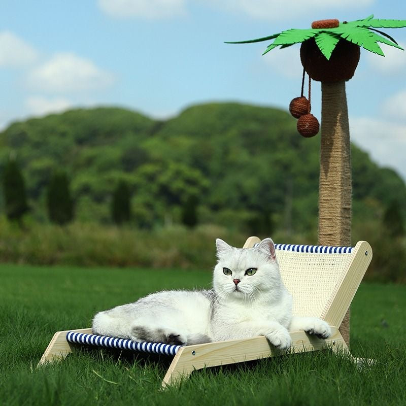 Palm Tree Cat Scratching Tree Post & Beach Chair Bed - Lil Wild Pets