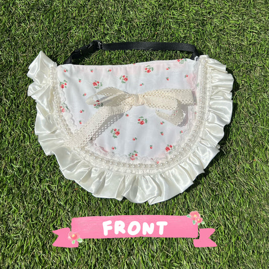 Lace Floral Print with Bow Double-Sided Drool Bib Accessory for Big Dogs - Lil Wild Pets