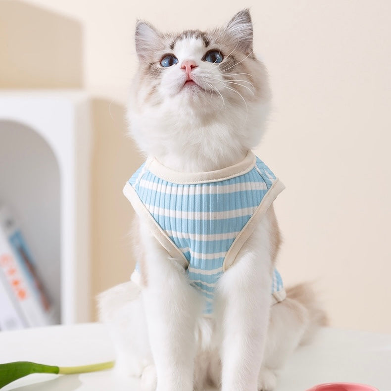 Blue Striped Bunny Tank Summer T-Shirt for Cats and Dogs - Lil Wild Pets