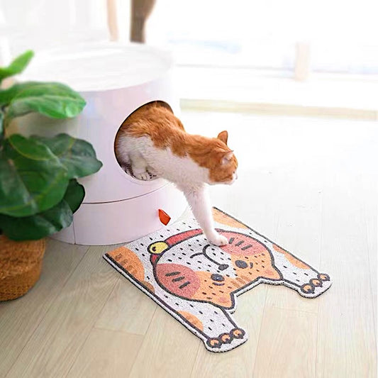 Meow Orange Water Resistant Cat Litter Box Mat - Lil Wild Pets
