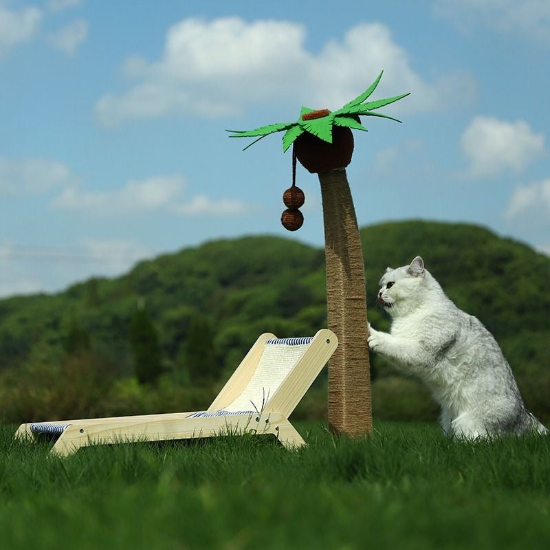 Palm Tree Cat Scratching Tree Post & Beach Chair Bed - Lil Wild Pets