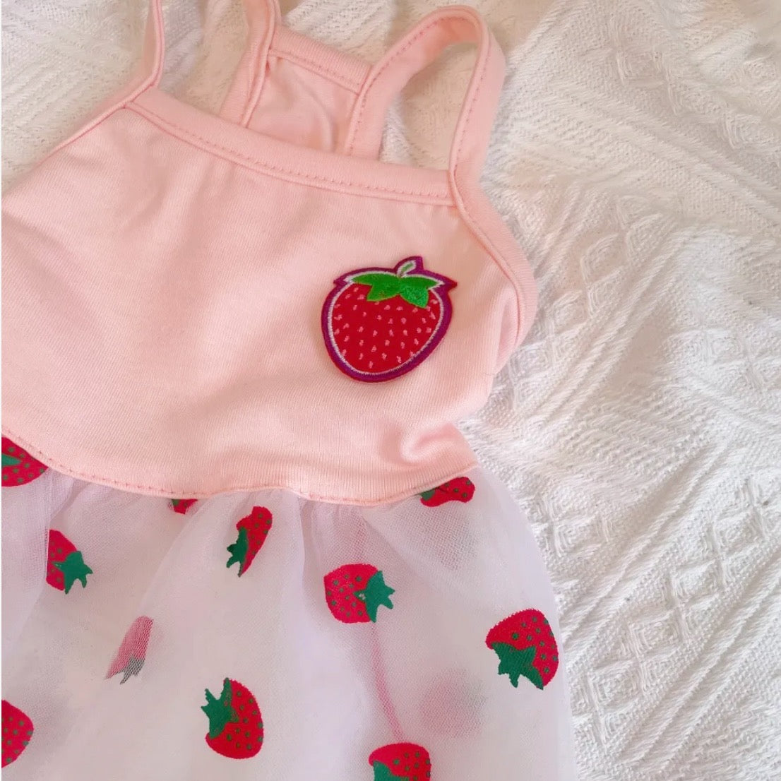 Pink Strawberry Princess Mesh Summer Dress for Cats and Dogs - Lil Wild Pets