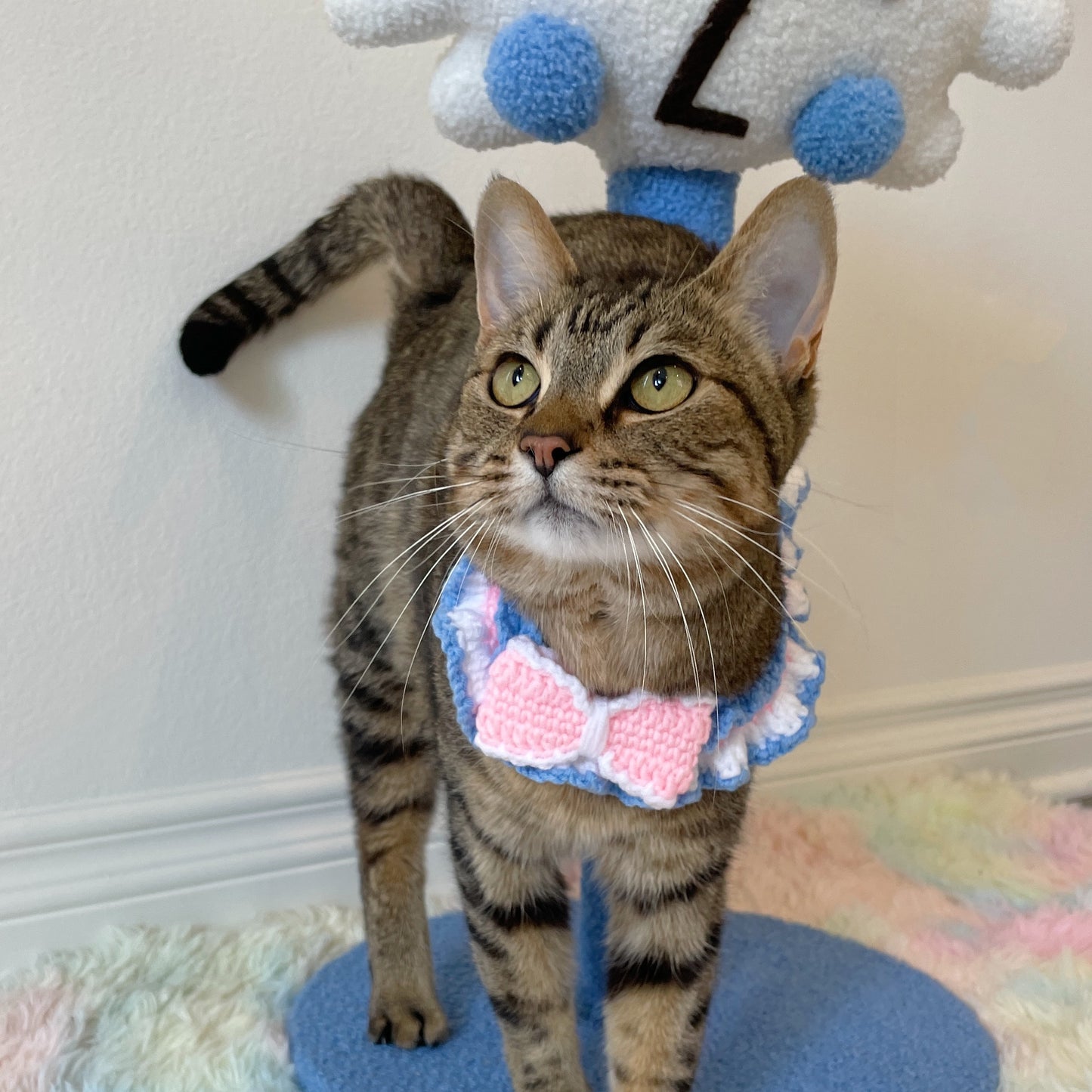 Pink Bow Tie Knit Handmade Crochet Pet Bib Accessory Collar for Cats and Dogs - Lil Wild Pets