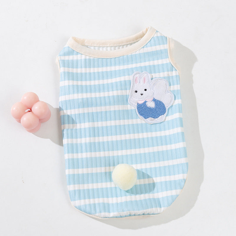 Blue Striped Bunny Tank Summer T-Shirt for Cats and Dogs - Lil Wild Pets