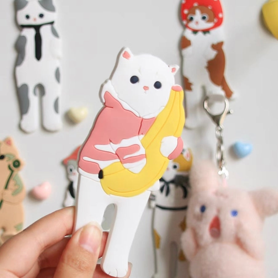 Banana Cat Fridge Magnet with Flexible Leg Hooks - Lil Wild Pets