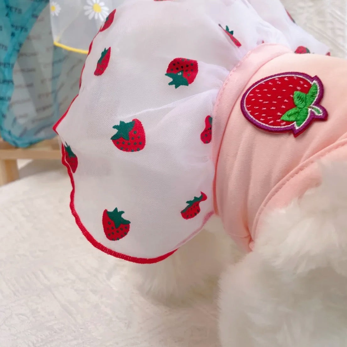Pink Strawberry Princess Mesh Summer Dress for Cats and Dogs - Lil Wild Pets