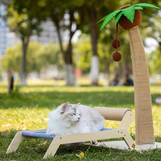Palm Tree Cat Scratching Tree Post & Beach Chair Bed - Lil Wild Pets