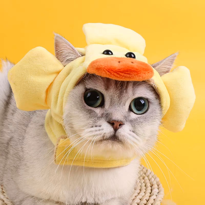 Duck Fuzzy Adjustable Pet Hat with Ear Holes for Cats and Dogs - Lil Wild Pets