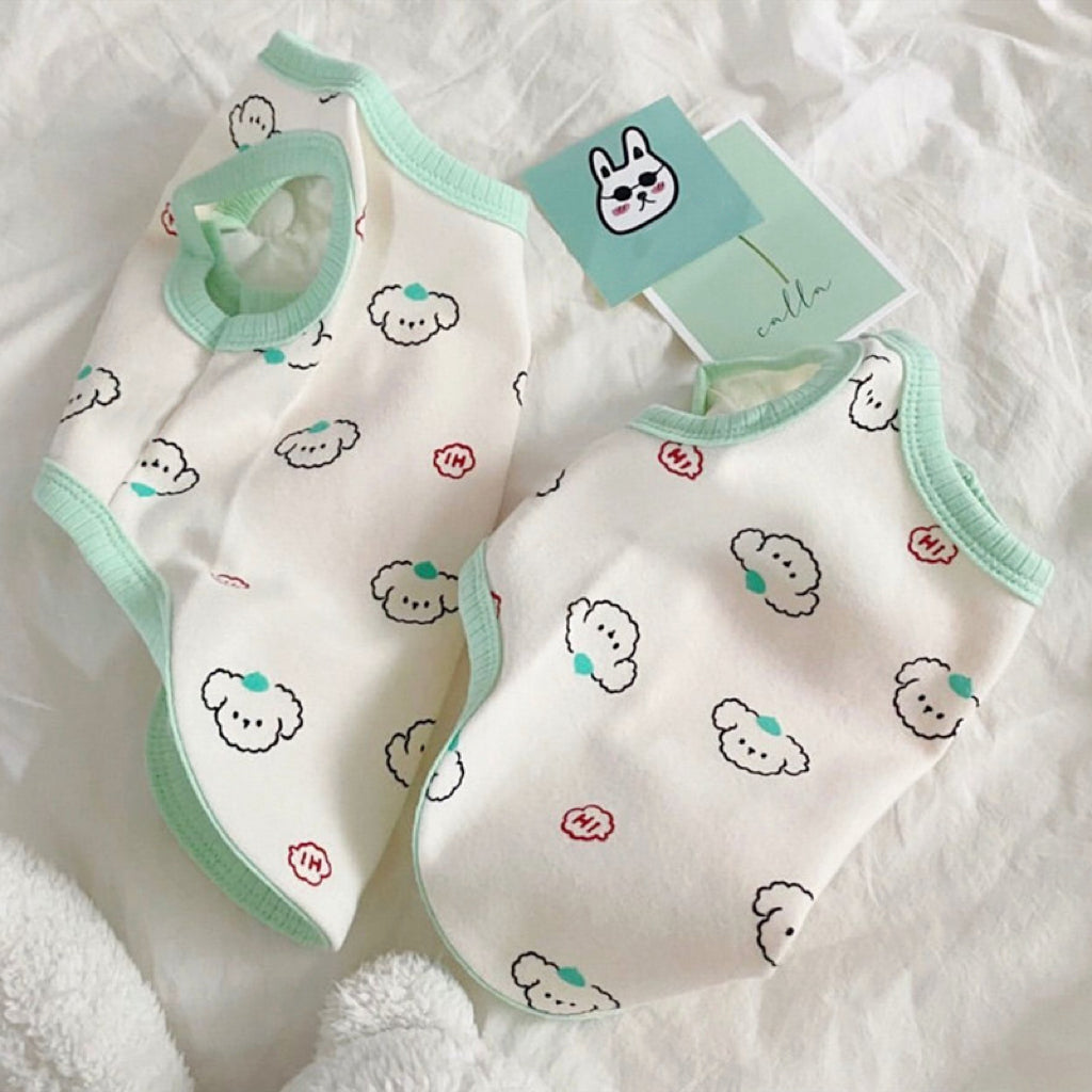 Mint Dog Face Print Tank Summer T-Shirt for Cats and Dogs - Lil Wild Pets