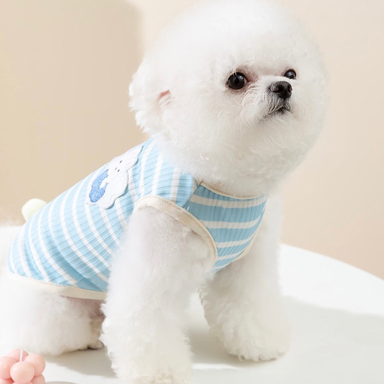 Blue Striped Bunny Tank Summer T-Shirt for Cats and Dogs - Lil Wild Pets